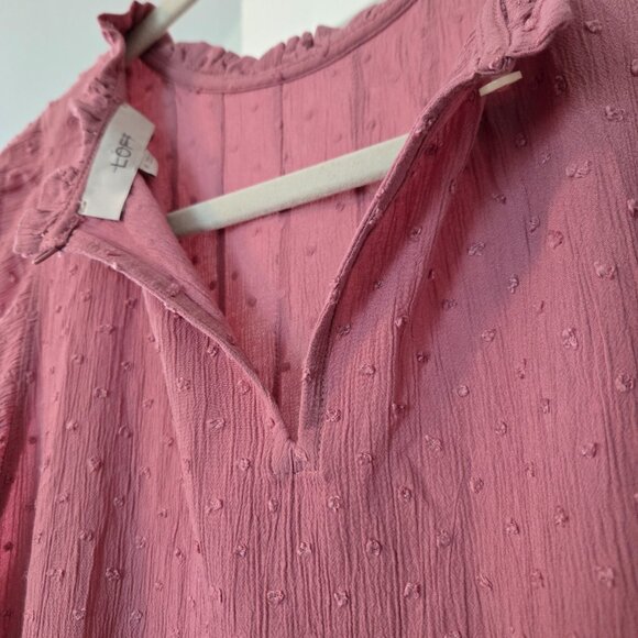 Anne Taylor - Mauve Sleeveless Spot Frill Blouse - M - Picture 7 of 8